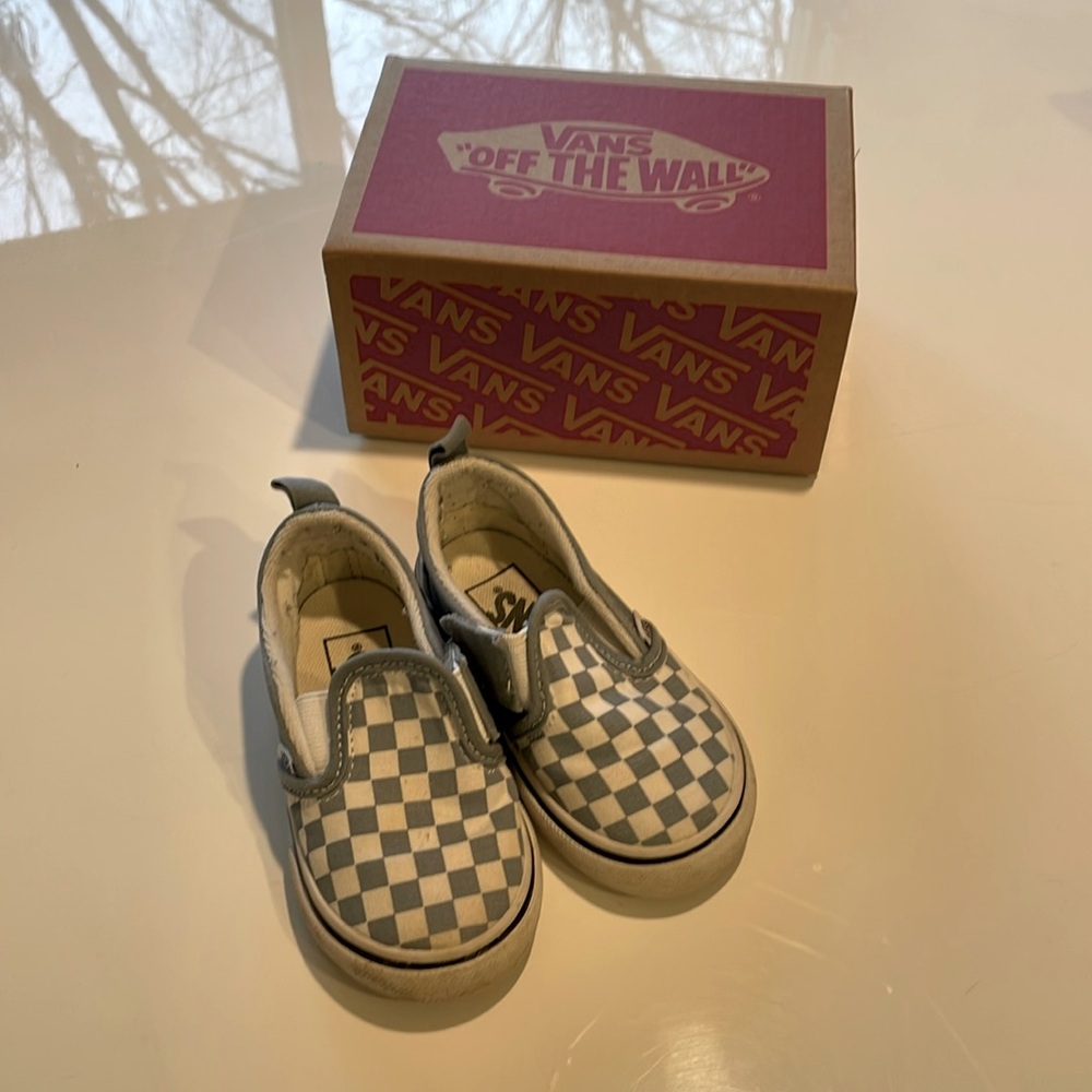 Toddler Vans - 5.5T checkerboard slip-ons